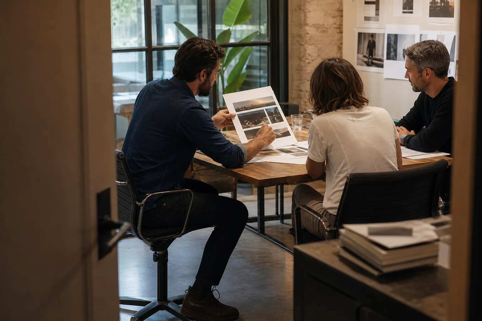 Small agency team reviewing a new client project together
